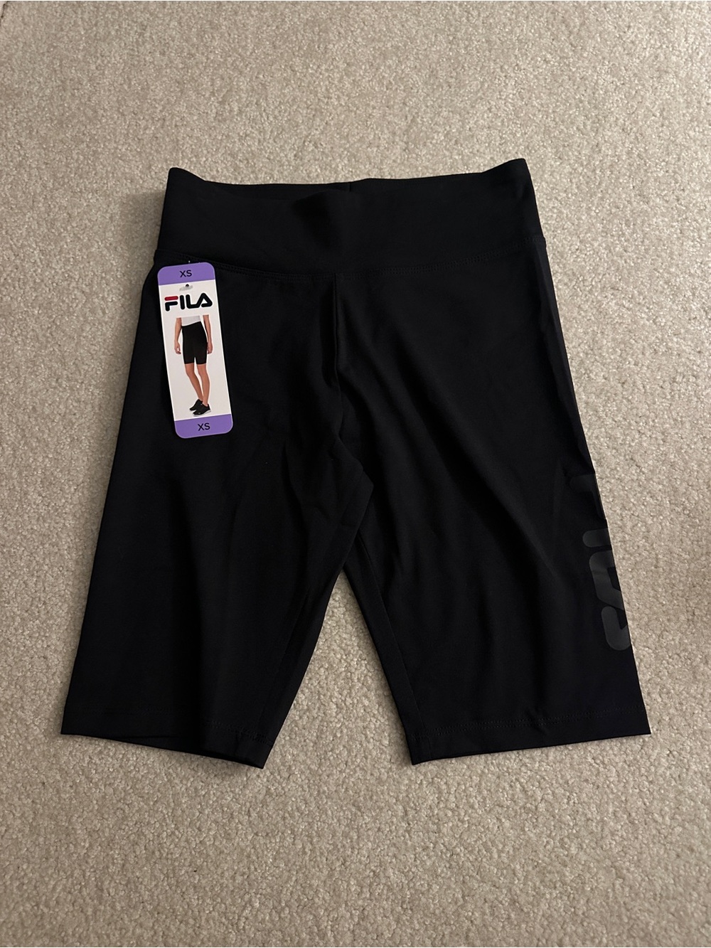 NWT FILA Women's XS Black High-Rise Active Performance Bike Shorts